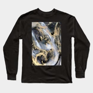 Abstract Art Black Gold Grey Long Sleeve T-Shirt